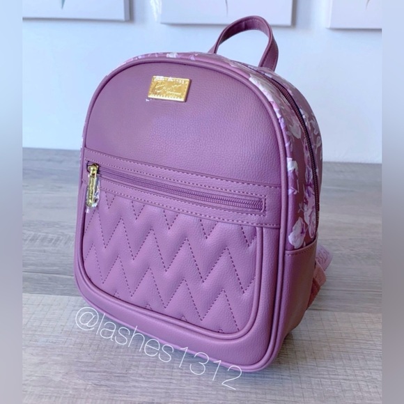 BETSEY JOHNSON Purse Dakota Small Floral Backpack - Purple LBDAKOTA - Picture 2 of 6